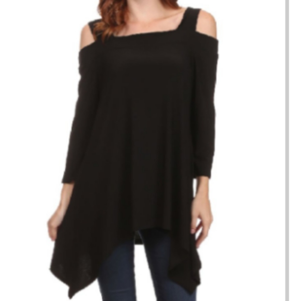 COME N SEE Brand Cold Shoulder Sidetail Tunic