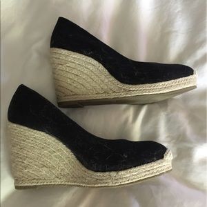 Black Canvas Wedges