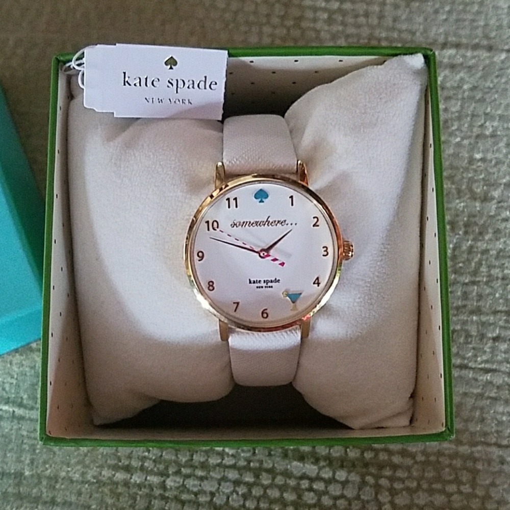 ♤LOWEST♤ Kate Spade white "Somewhere" metro watch