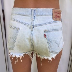 Vintage Levi's light wash denim cut off shorts