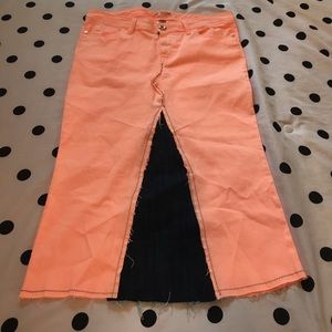 ON HOLD*Neon Peach/Orange Jean Skirt