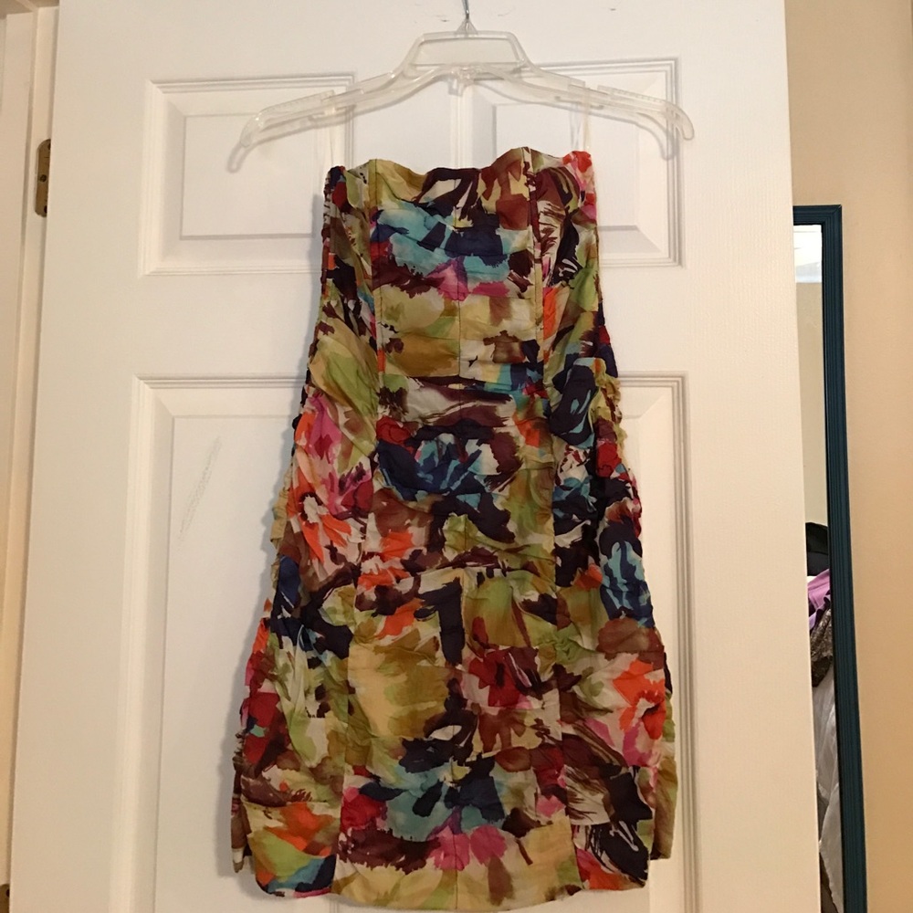 Fall floral strapless dress