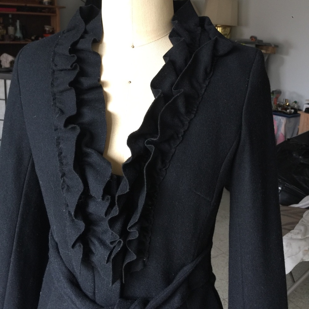 H&M Black Ruffle Collar Jacket - Picture 3 of 5