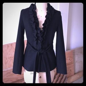 H&M Black Ruffle Collar Jacket