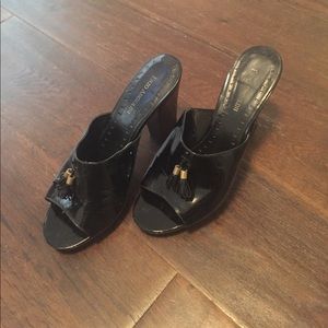 Black shiny heels with tassels size 9