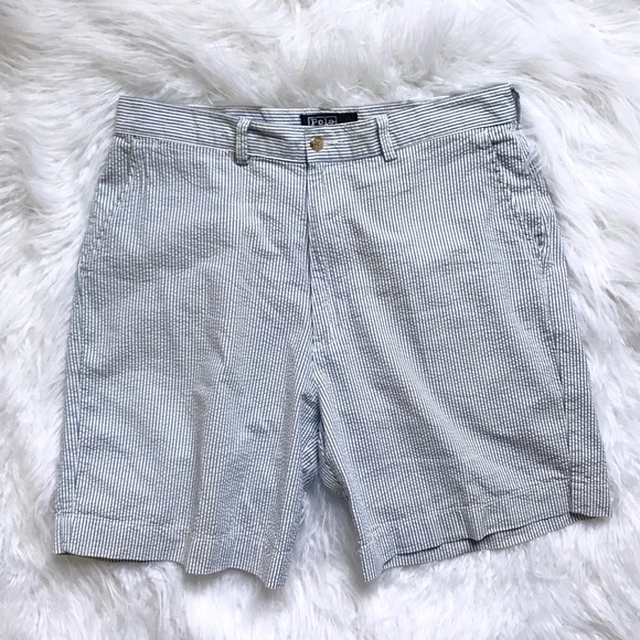Polo Ralph Lauren Shorts Seersucker Blue/white 34 - Picture 1 of 5