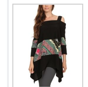 COME N SEE Brand Cold Shoulder Sidetail Tunic