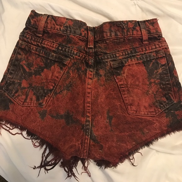 high waisted denim shorts (red and black tye dye) - Picture 2 of 2