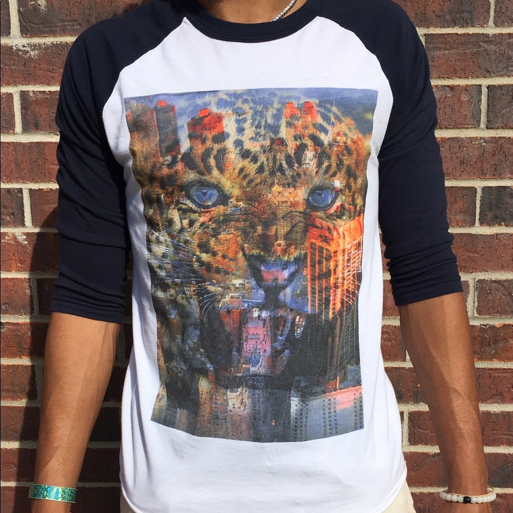 Cool 3/4th sleeve White and Navy blue MEDIUM