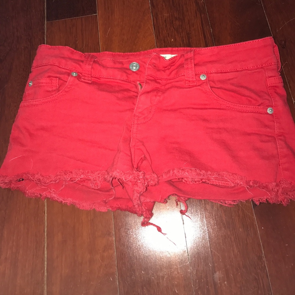 Red Jean Shorts