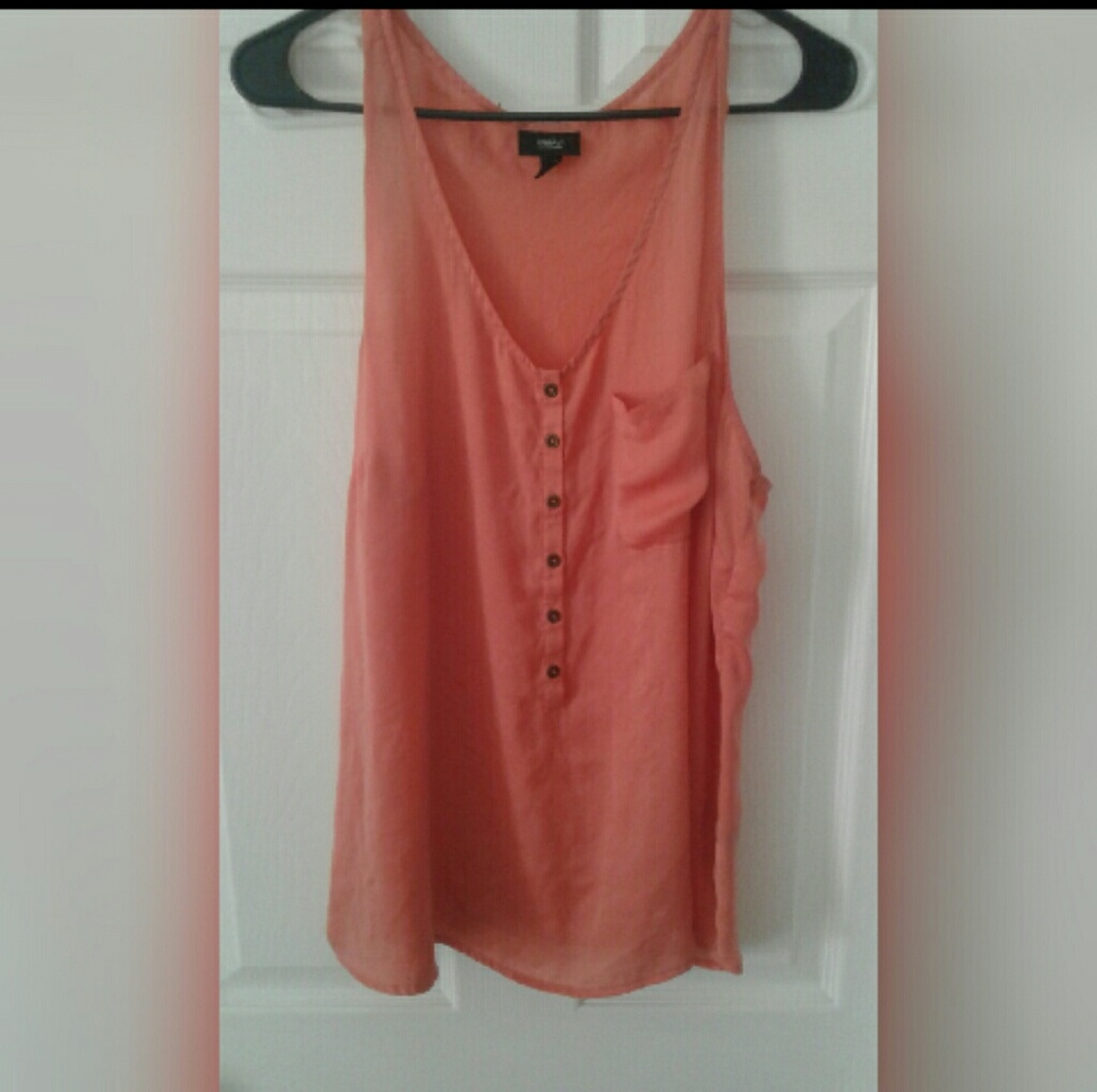 Peach Button up Pocket Tank