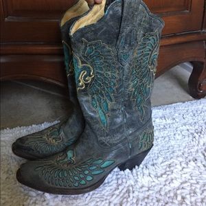 Turquoise and grey Corral Cowboy Boots