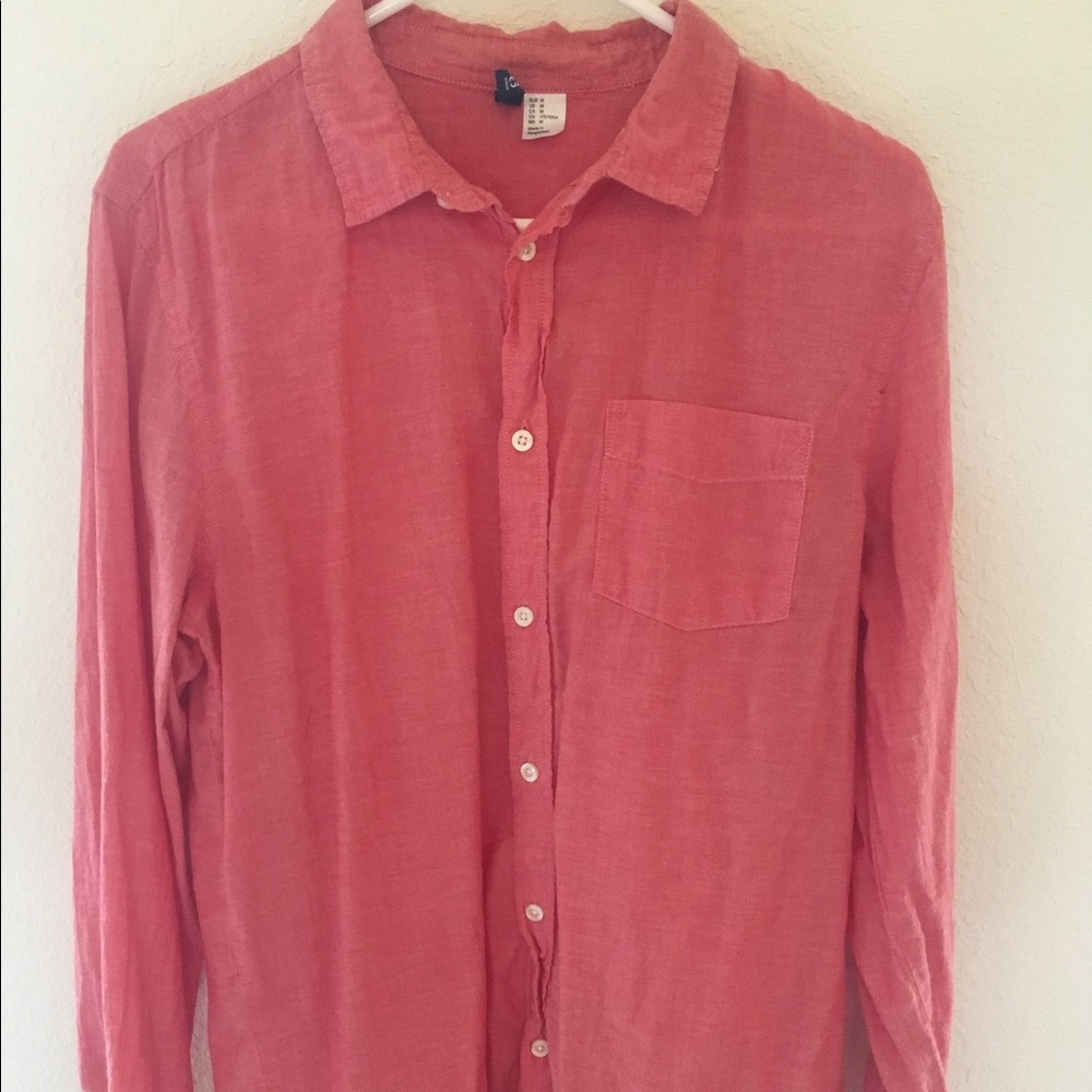H&M light button up MEDIUM light red