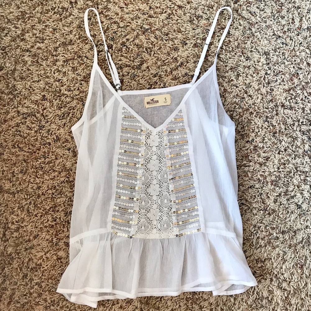 White Hollister see-through tank top