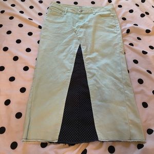 ON HOLD!! Mint/Polka Dot Jean Skirt•