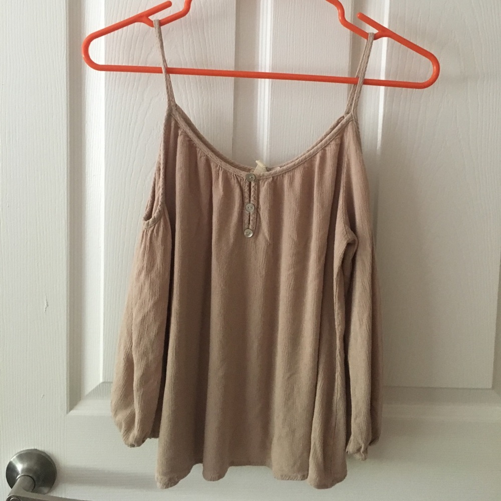 Tan Cold-Shoulder top