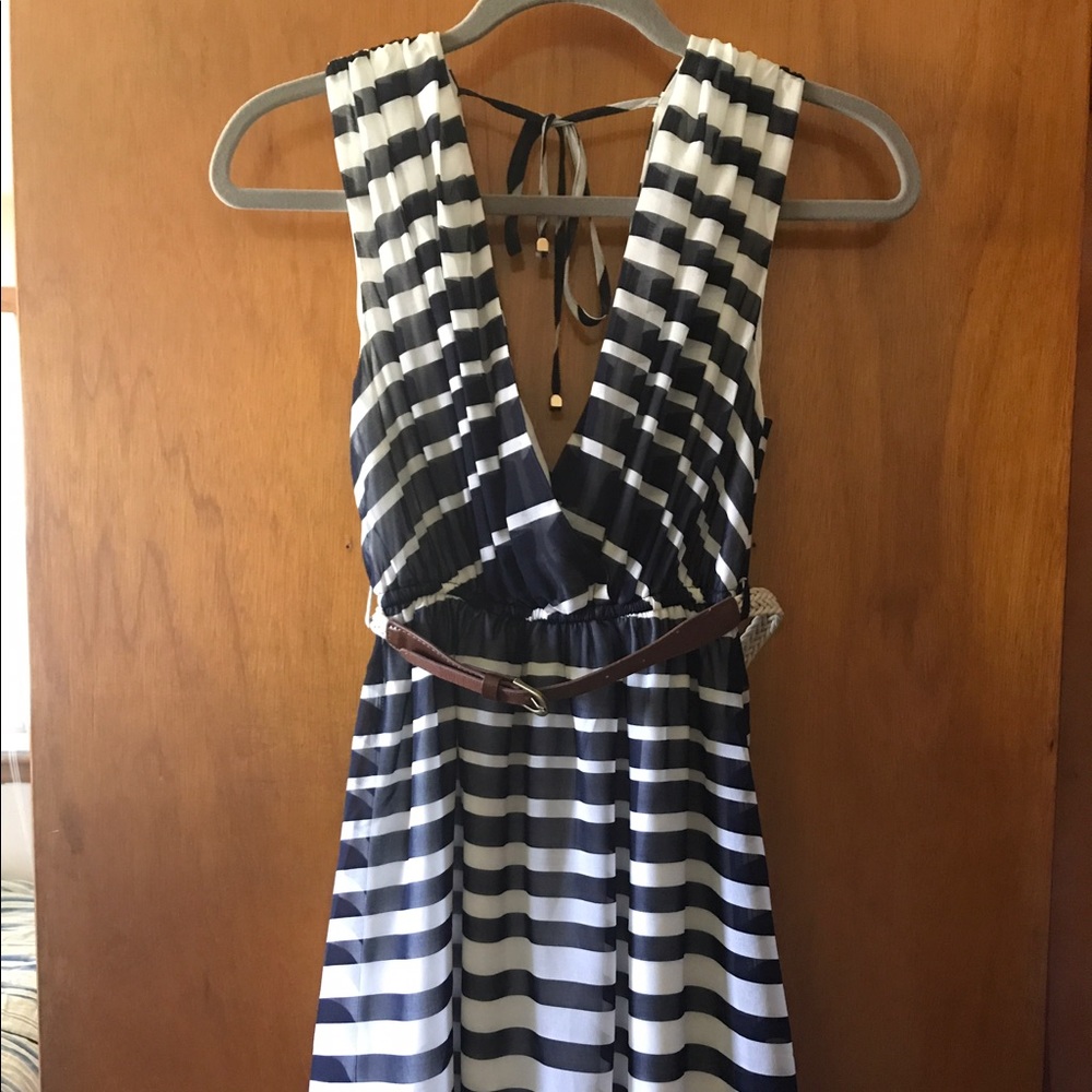 Blue and White Summer Dress - S