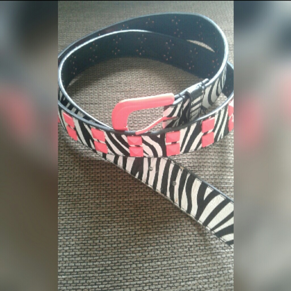 Pink Studded Zebra Belt