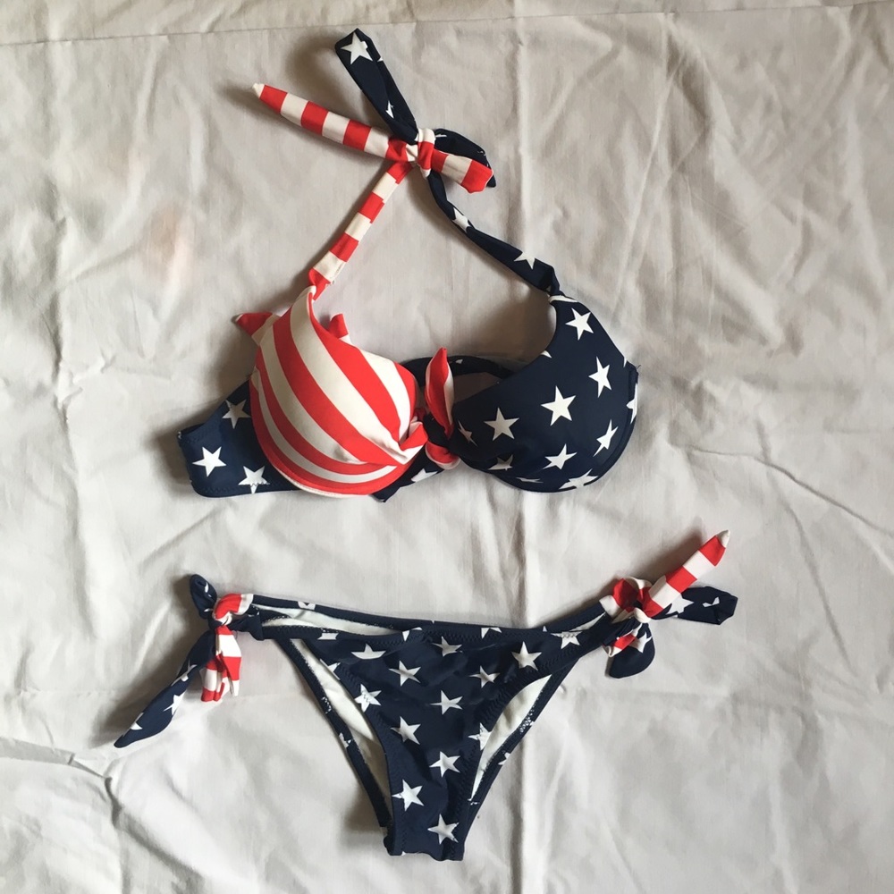 Small Adjustable Cheeky American Flag Bikini