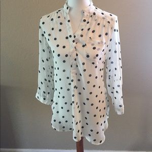Black and white polka dot tunic