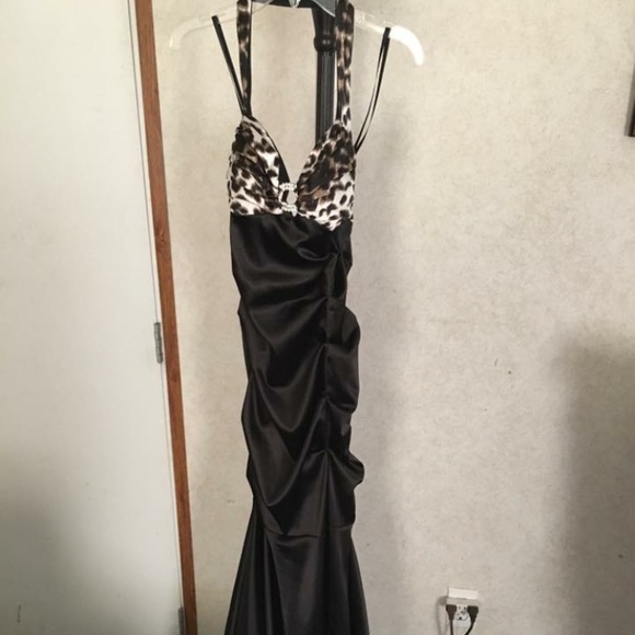 Black with cheetah print prom/formal dress. - Picture 1 of 2