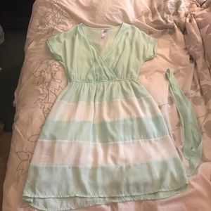 Mint blue and white summer dress
