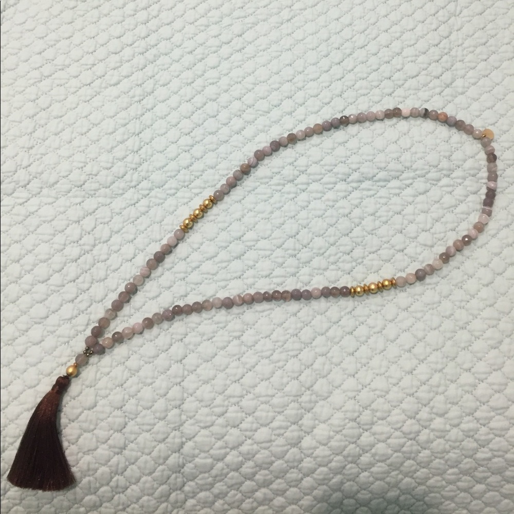 Long beaded tassel necklace