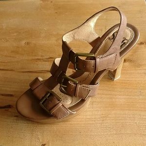 Sofft Brown Buckled Heeled Sandal