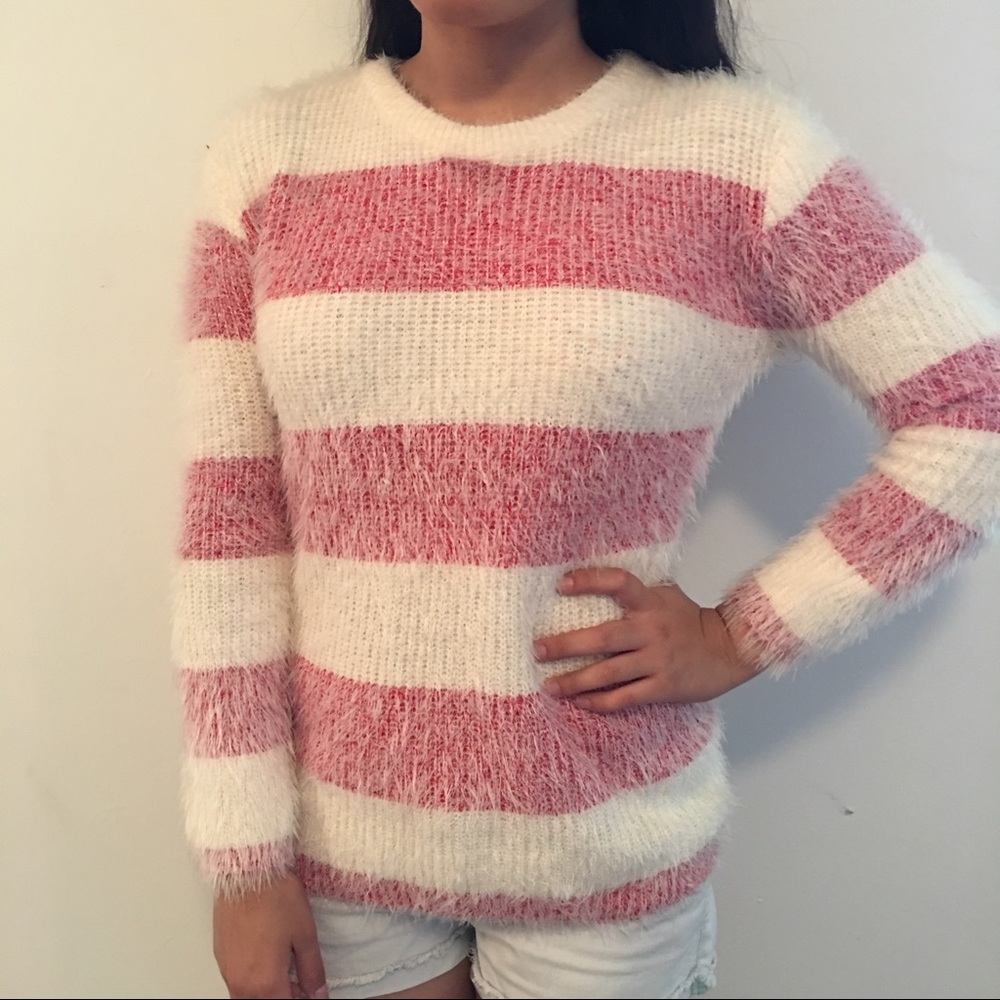 Red and White Fuzzy Sweater
