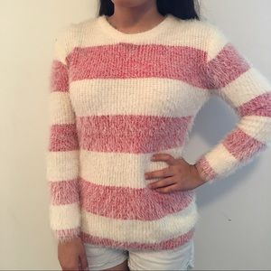 Red and White Fuzzy Sweater