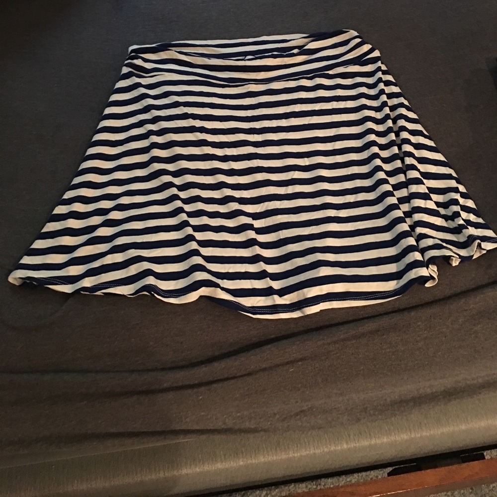 Blue and white striped skirt