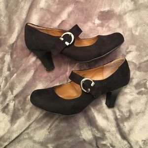 Black Suede Mary Jane Heels