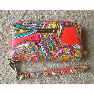 Vibrant Orange Paisley Banana Republic Wallet