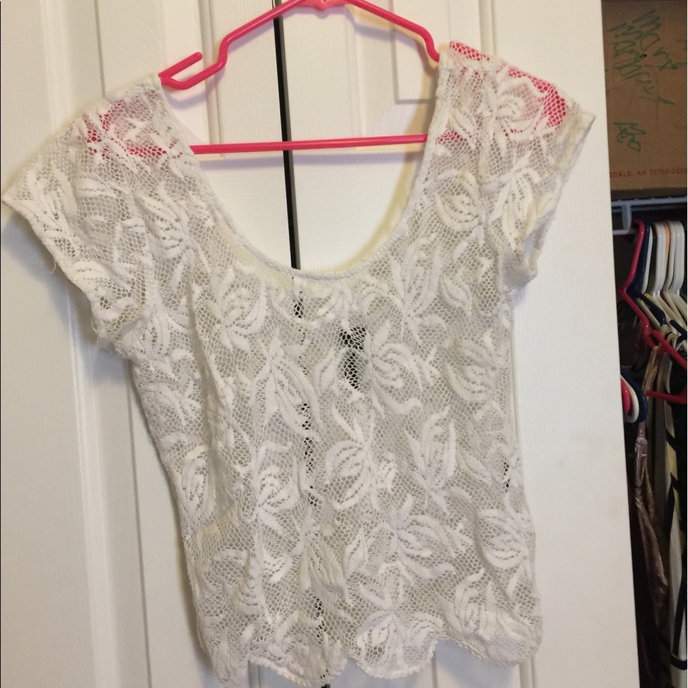 White floral sheer shirt