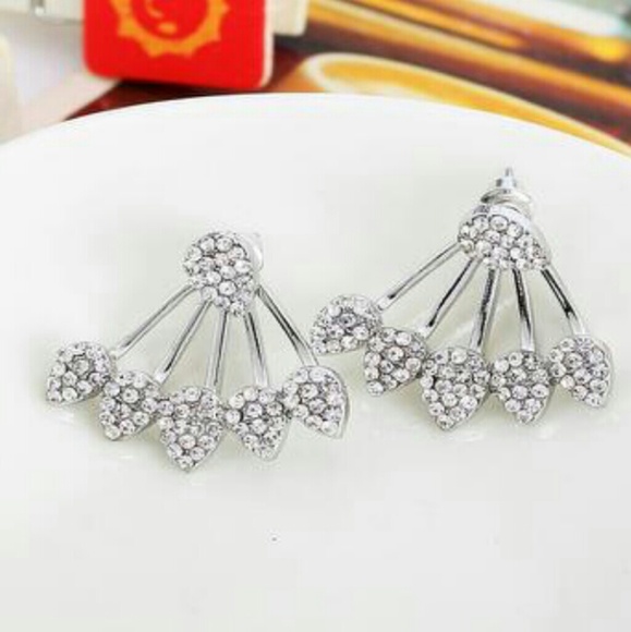 HP🎆 Silver Gold Ear Curtain Rhinestone Earrings - Picture 2 of 4