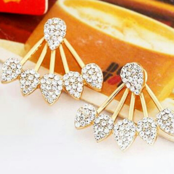 HP🎆 Silver Gold Ear Curtain Rhinestone Earrings - Picture 4 of 4