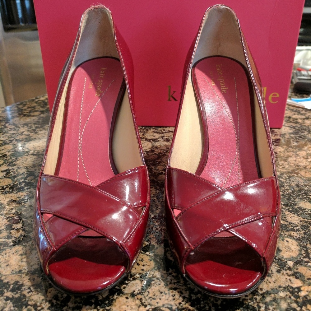 Burgundy Kate Spade peep toe