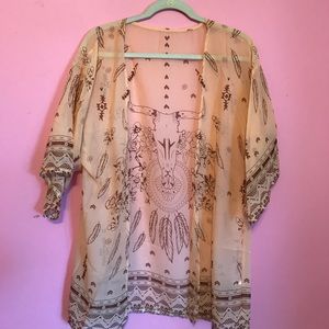Beautiful peach/sheer cardigan with tribal design