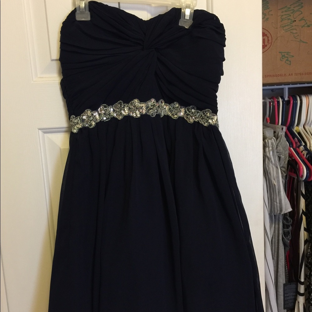 Short navy blue formal dress