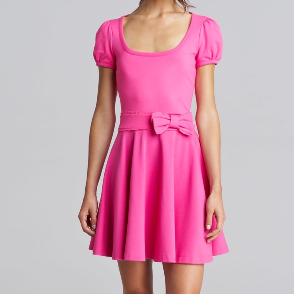 Red Valentino Bright Pink Jersey Dress w/ Bow Tie