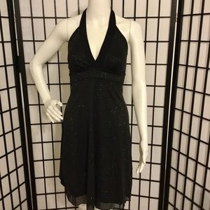 Sequin low v neck halter dress