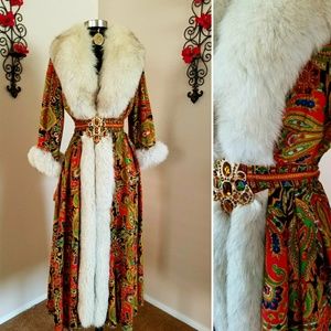 🖤 SOLD 🖤 Vintage Tapestry White Fox Maxi Coat
