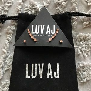 LUV AJ Diamond Kite Crawler and Stud Earring set