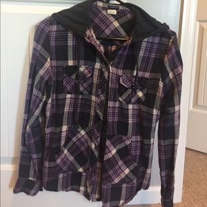 Plaid purple button down