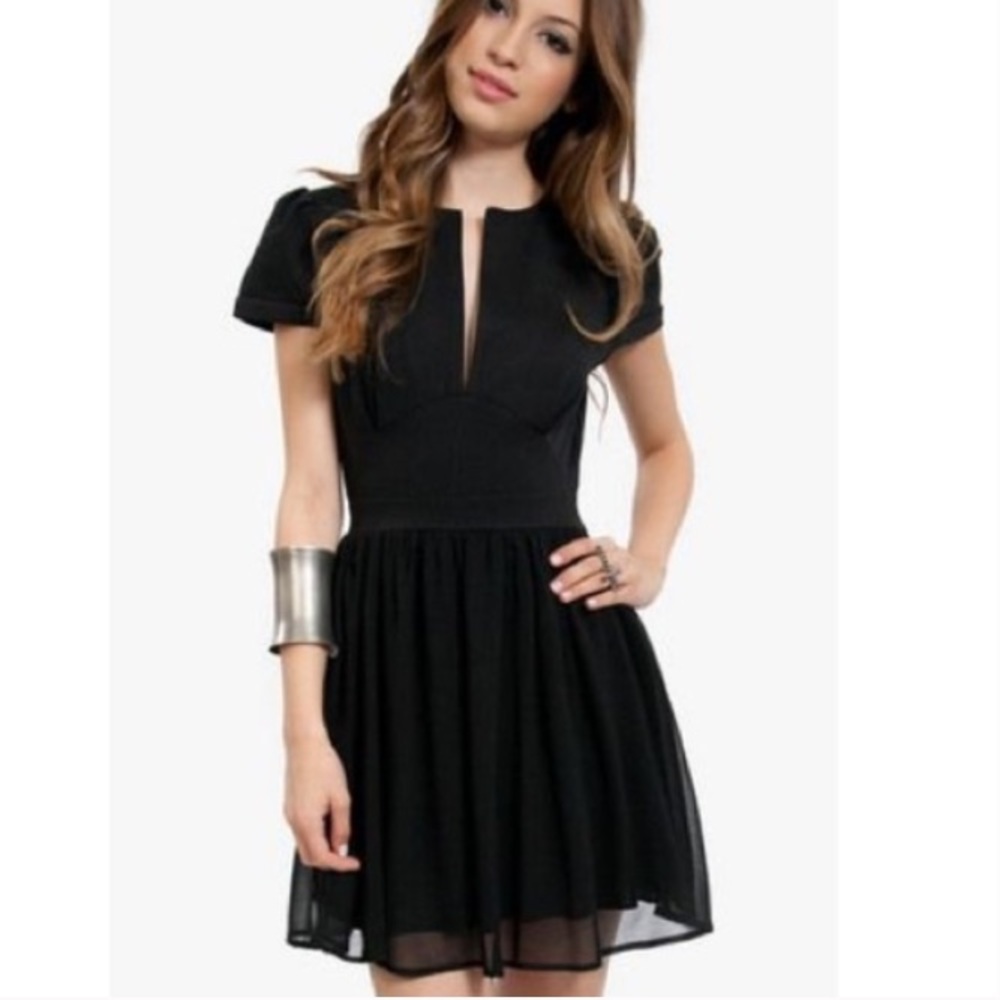 Black Tobi Chiffon Skater Dress XS