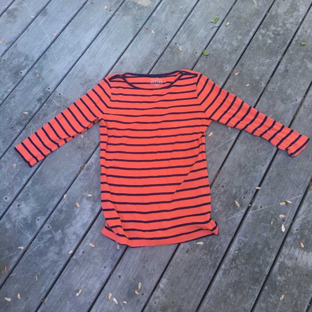 Orange and Navy Blue Striped Shirt