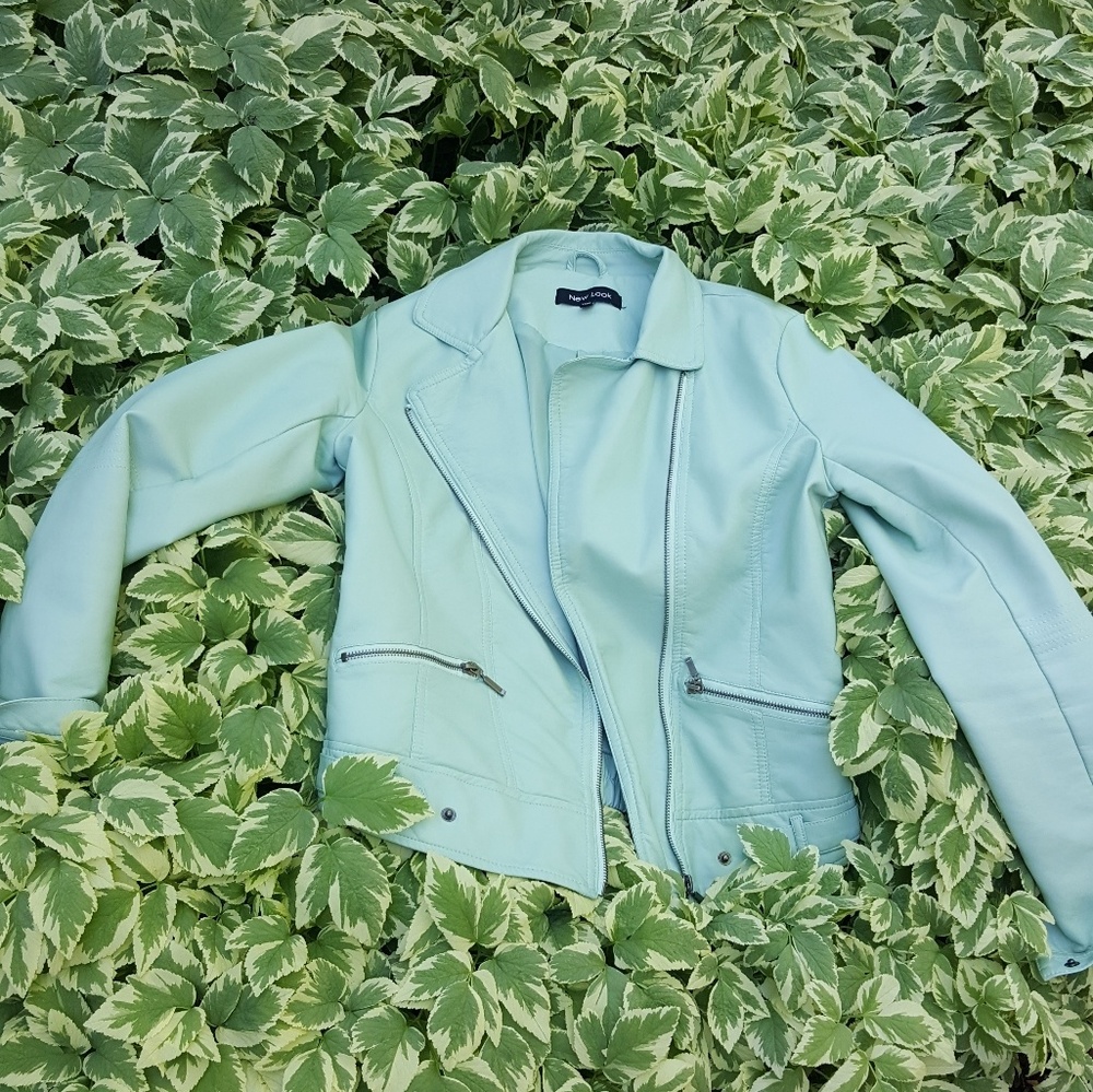 Jacket, faux leather, pale green