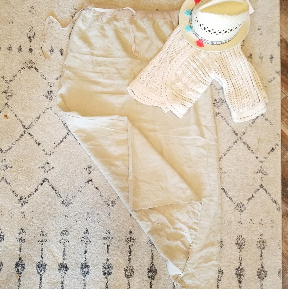 Max Studio maxi linen tan skirt size L