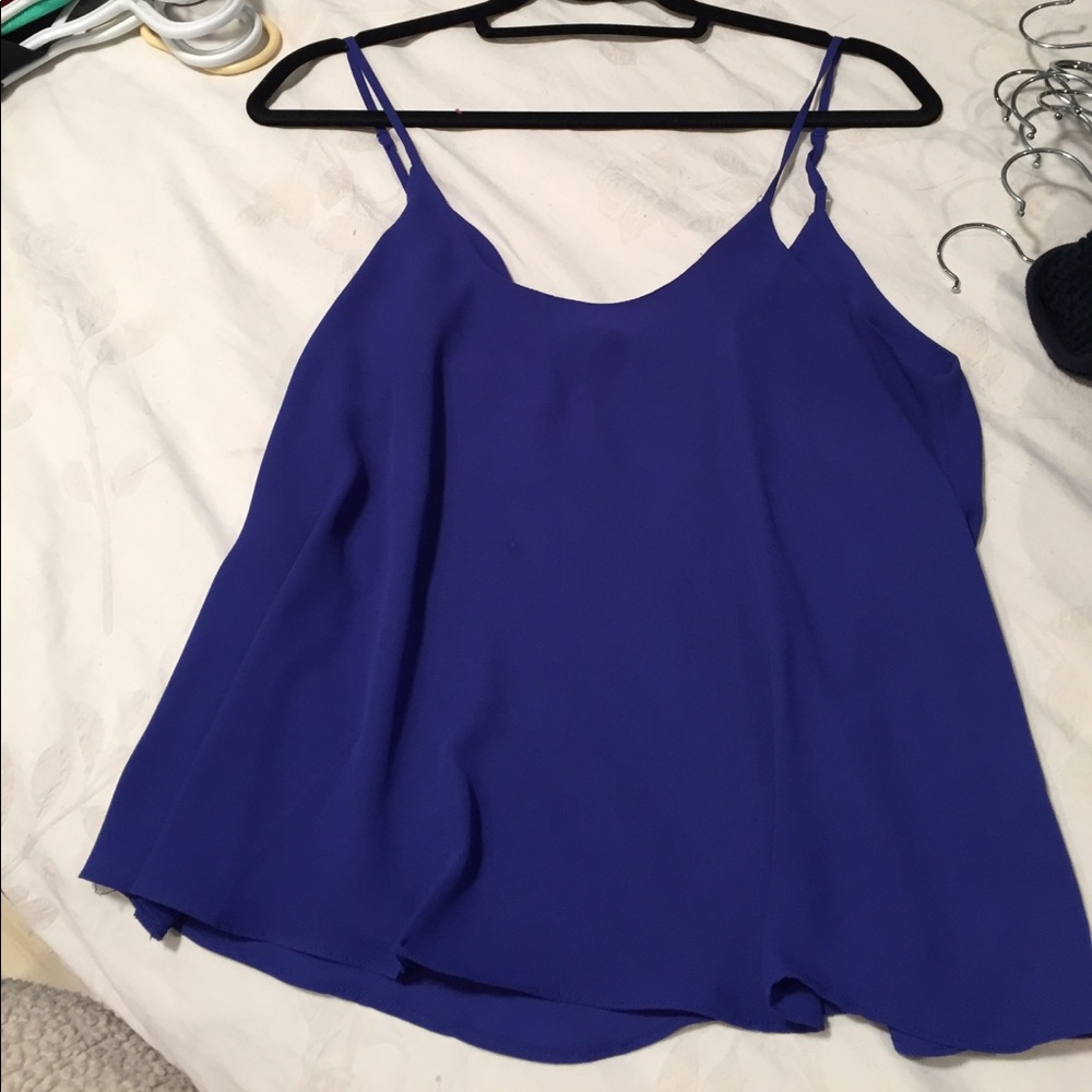 Blue satin tank