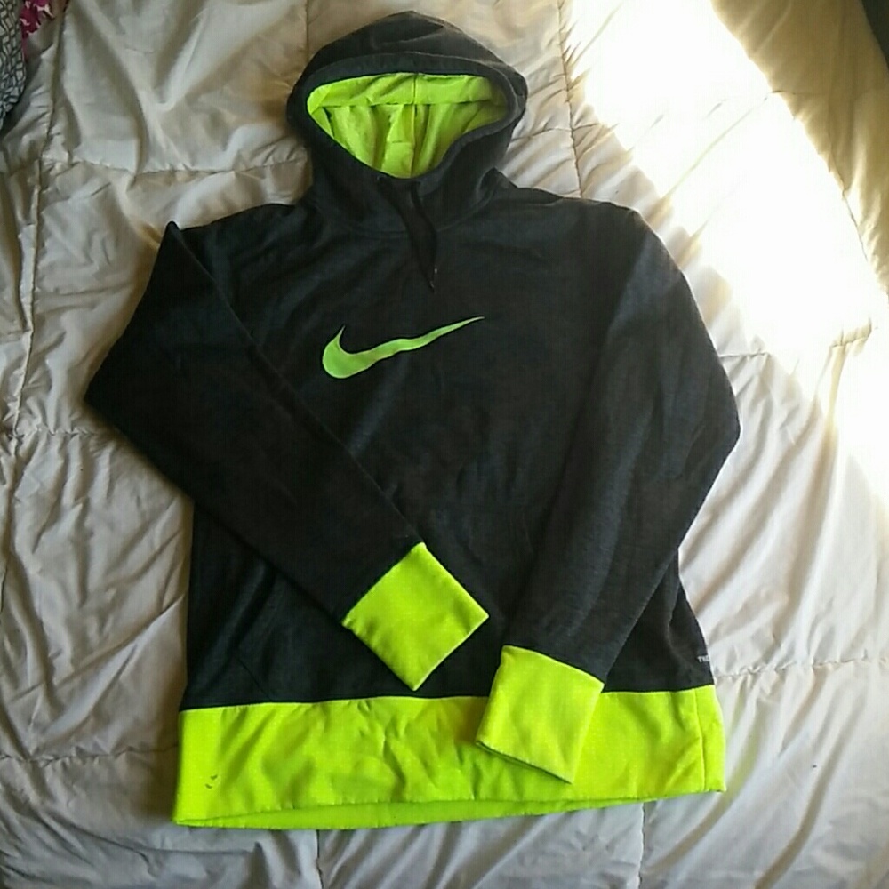 Grey and neon green Nike sweatshirt